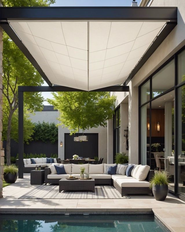 4) Retractable Sail Shade Canopy