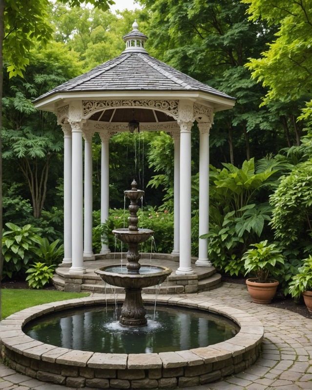 Gazebo Paired with a Water Feature