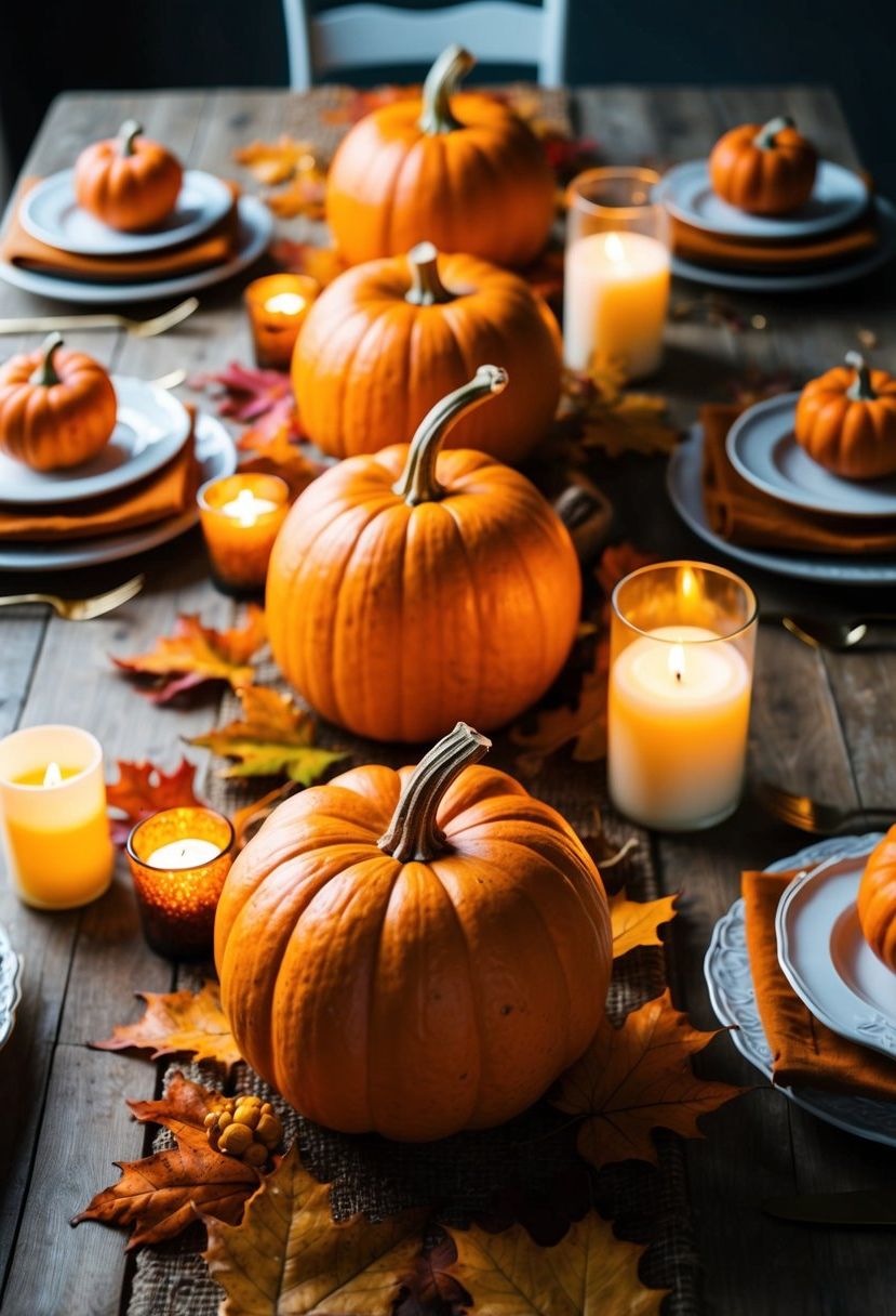 1) Add Pumpkins to Centerpieces for Authentic Fall Vibes