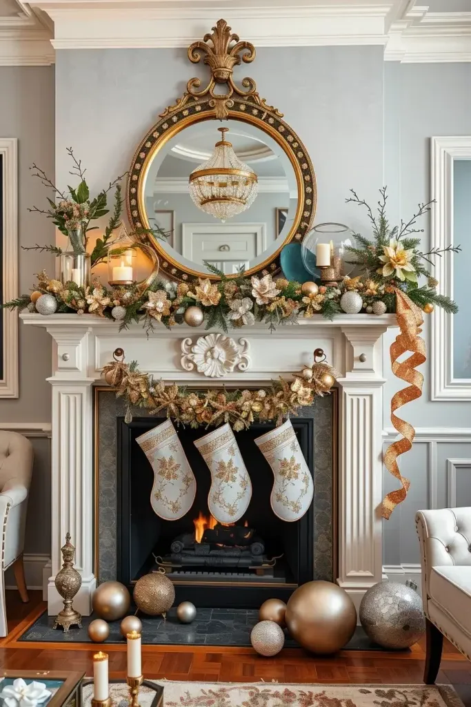 Grand Gold and Silver Fireplace Ideas - photo 2
