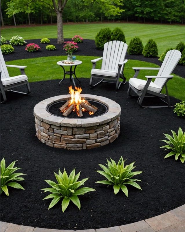 Black Mulch Around a Fire Pit