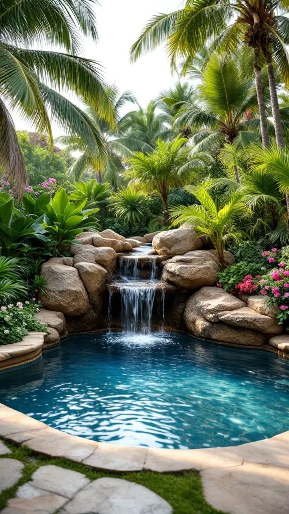 7. Small Pool Oasis with Greenery and Waterfall
