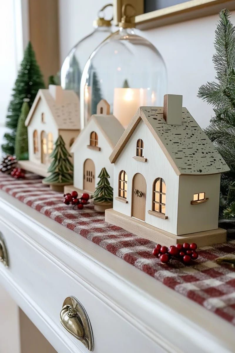 19. Vintage Christmas village displayed on a sideboard - photo 7