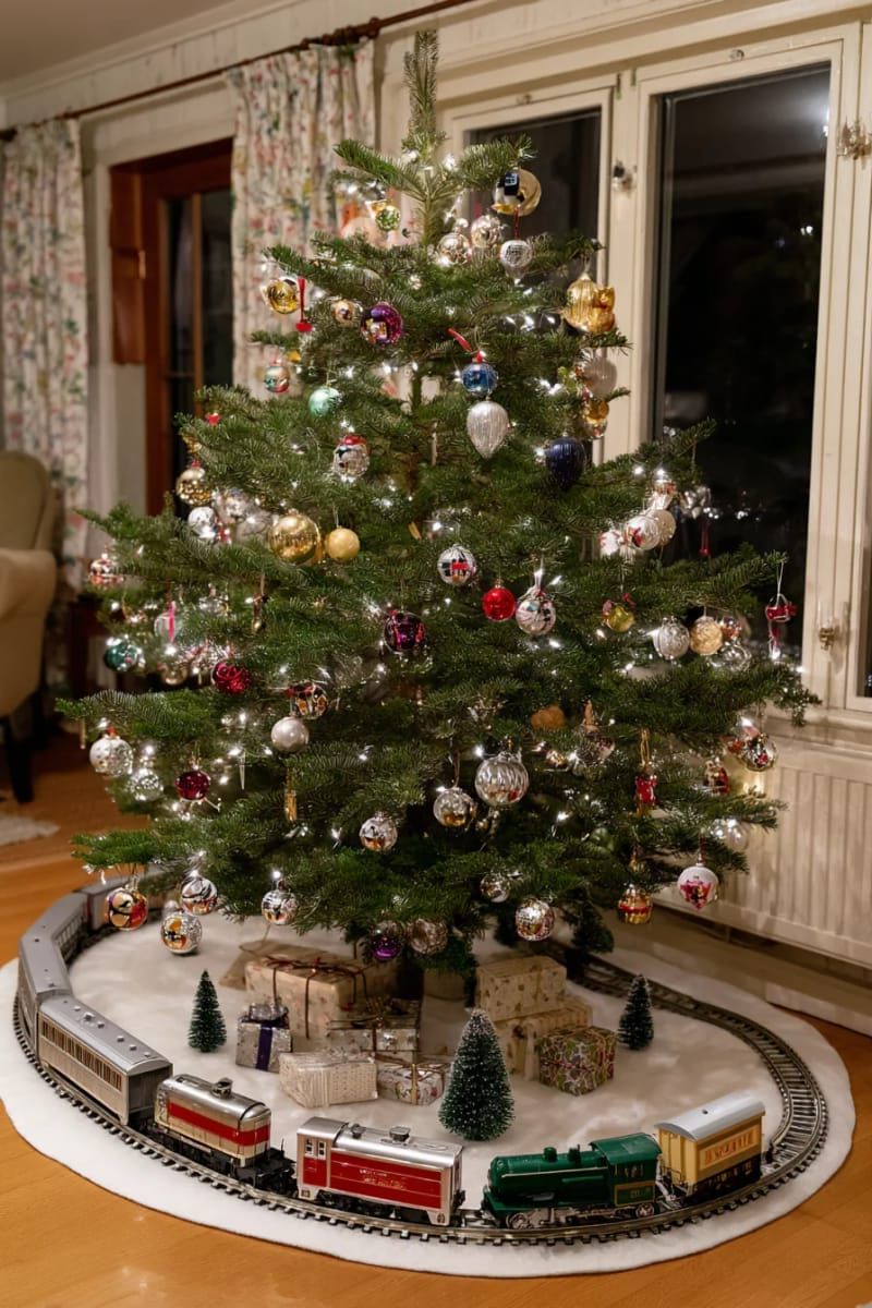 27. Toy Trains Circling a Snowy Tree - photo 2