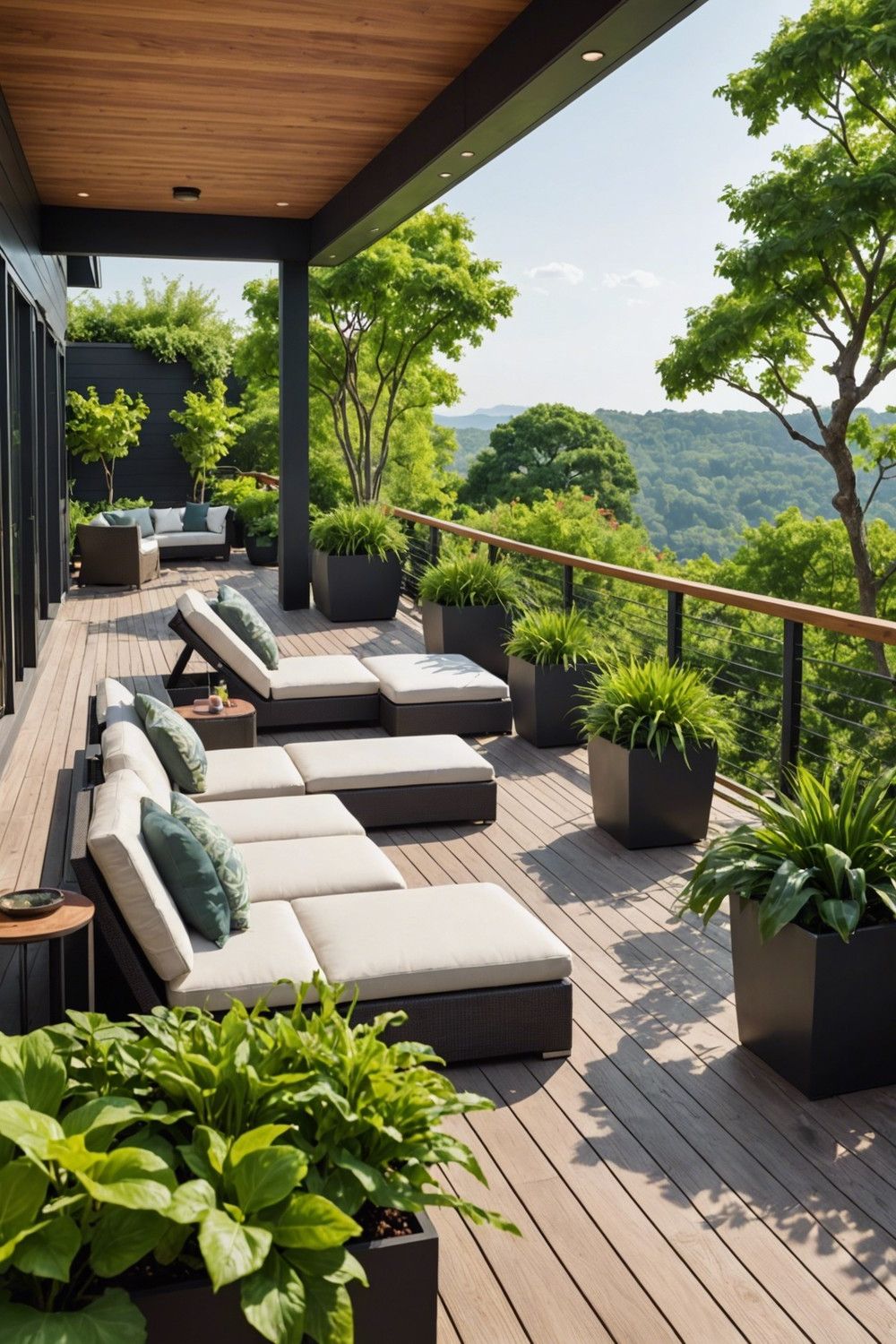 Elevated Deck with Built-In Planters for Raised Relaxation