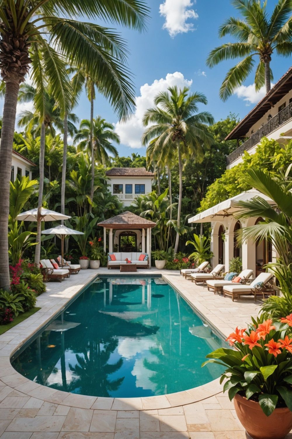 Tropical Landscaping for Poolside Dining