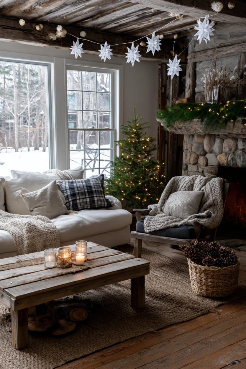 12. Paper Snowflakes Hung Across A Window