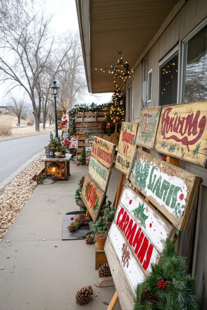 29. Wooden Signs Carry Festive Christmas Messages - photo 2