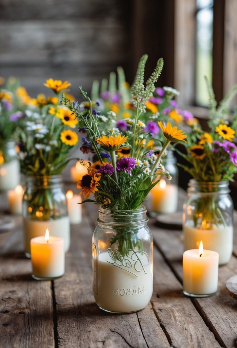 1) DIY Mason Jar Centerpieces