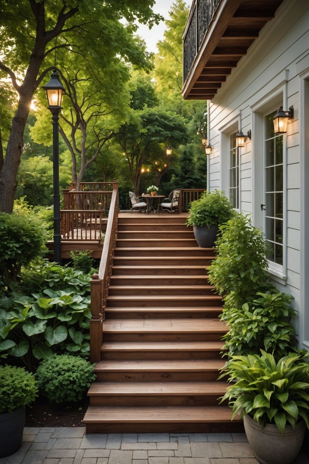 Wooden Steps With a Contrasting Rail Finish