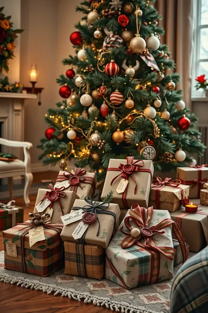 10) Old-Fashioned Wrapping Paper and Gift Tags