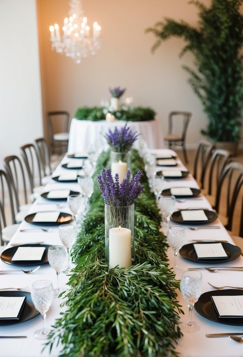 13) Boxwood and Lavender Arrangements