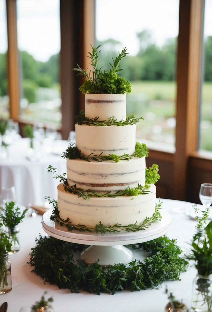 10) Herb-Decorated Wedding Cakes