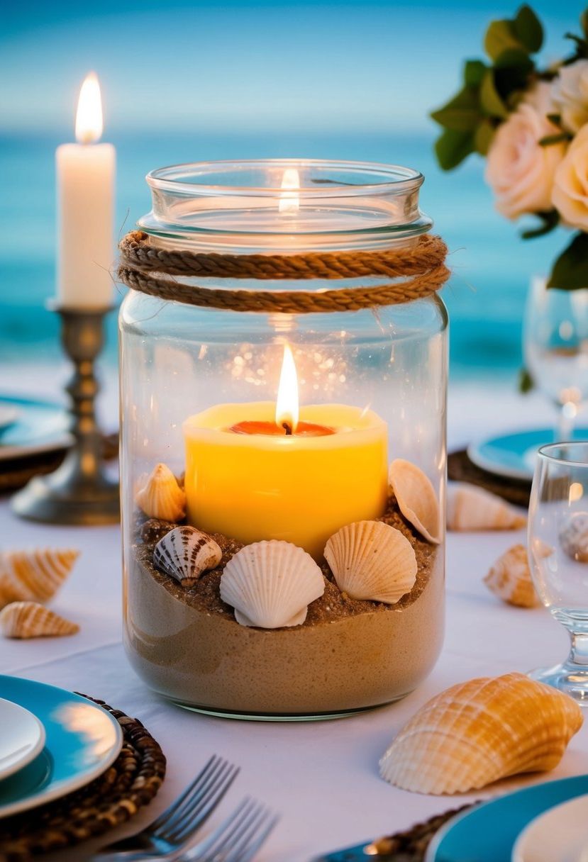 14) Sand-Filled Jars for Coastal Weddings