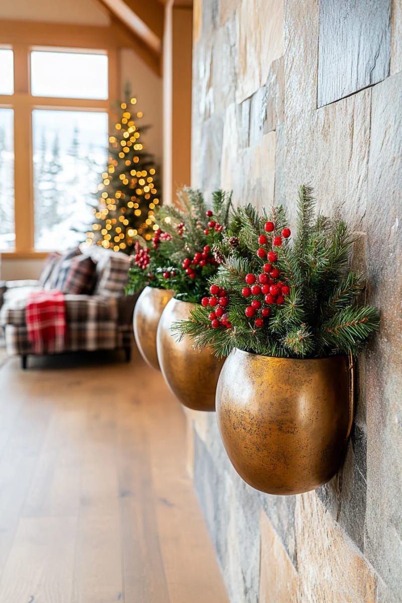 21. Holly and pine holiday wall pockets - photo 3