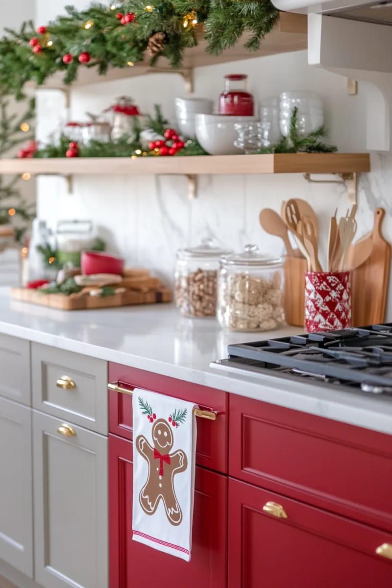 23. Gingerbread man iron-on kitchen tea towel design