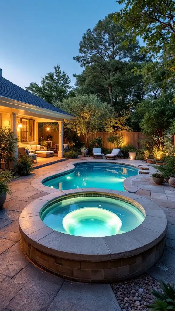 26. Small Pool with Swim Spa and Outdoor Shower