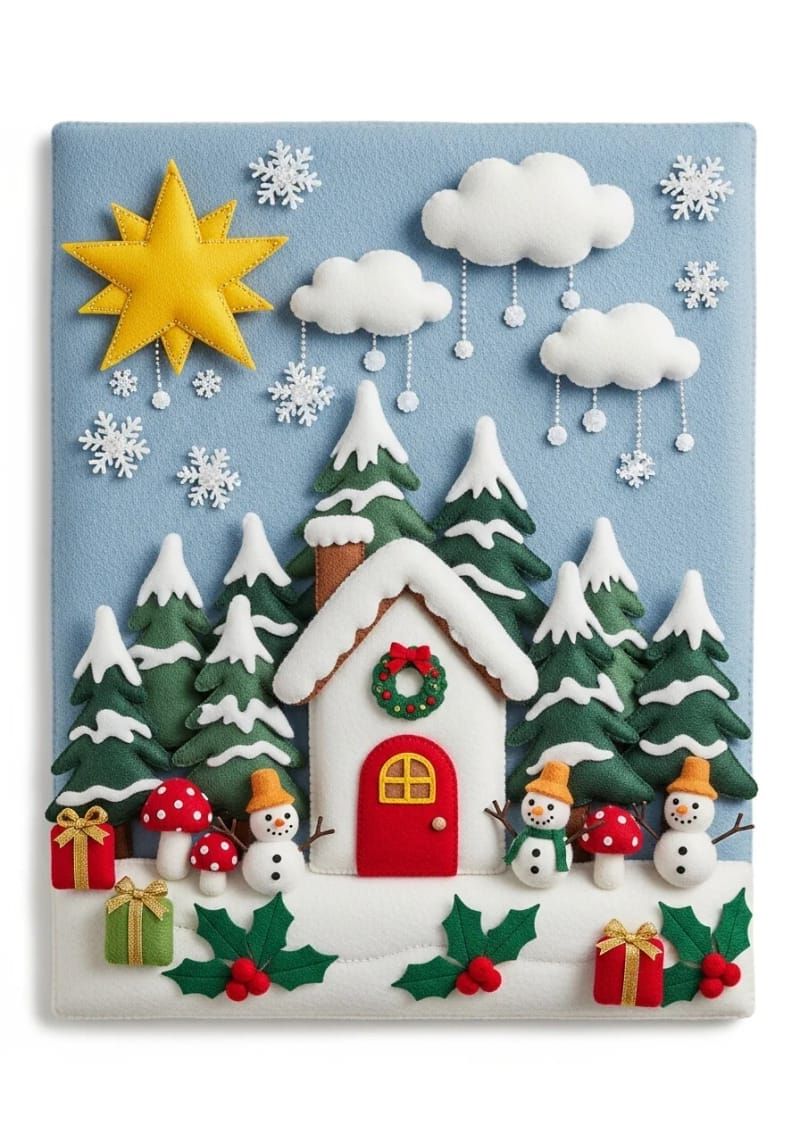 14. Felt Christmas village wall display