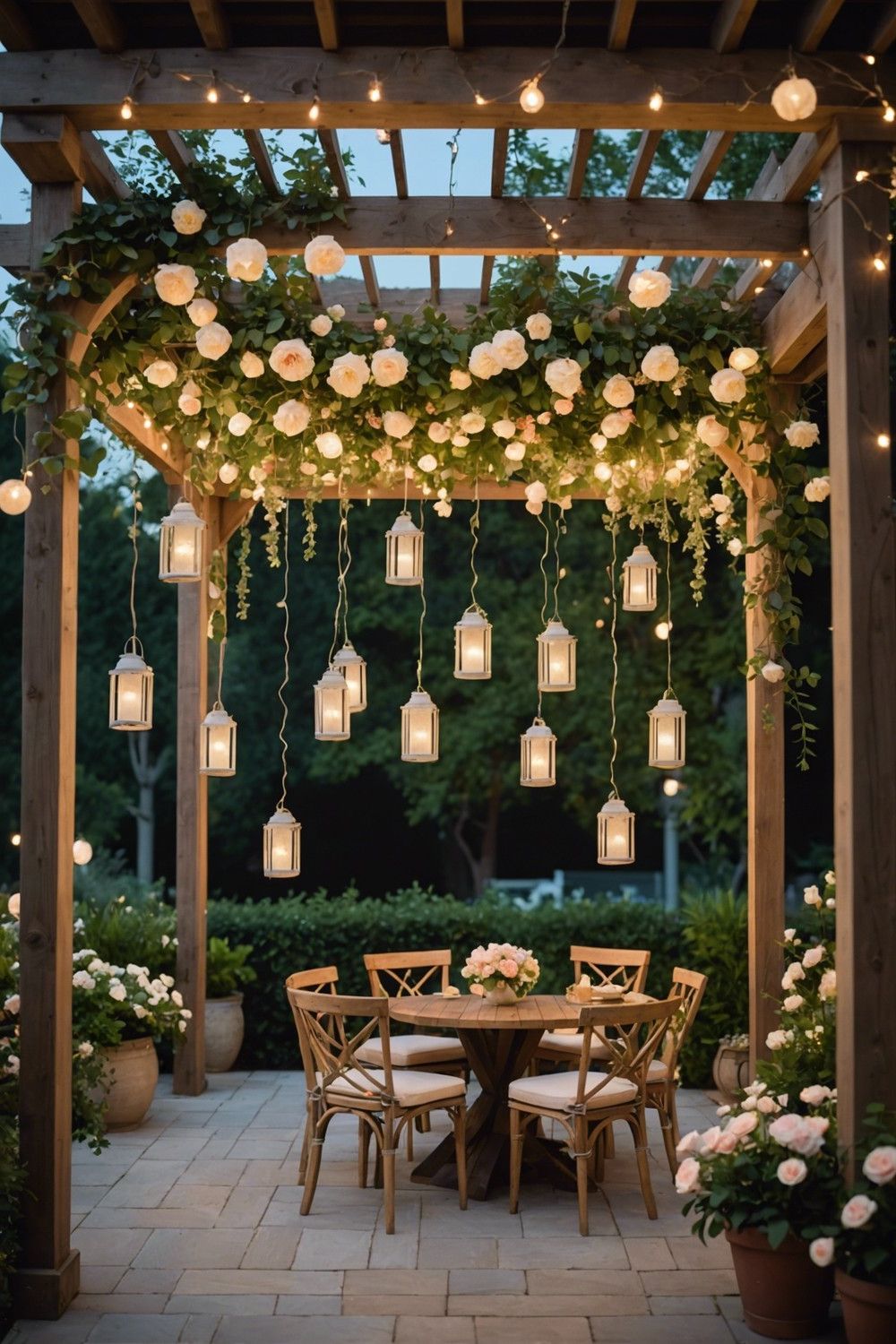 Floral Displays With Woven Fairy Lights