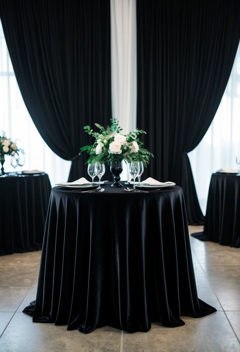 18) Black Velvet Table Linens For Luxury