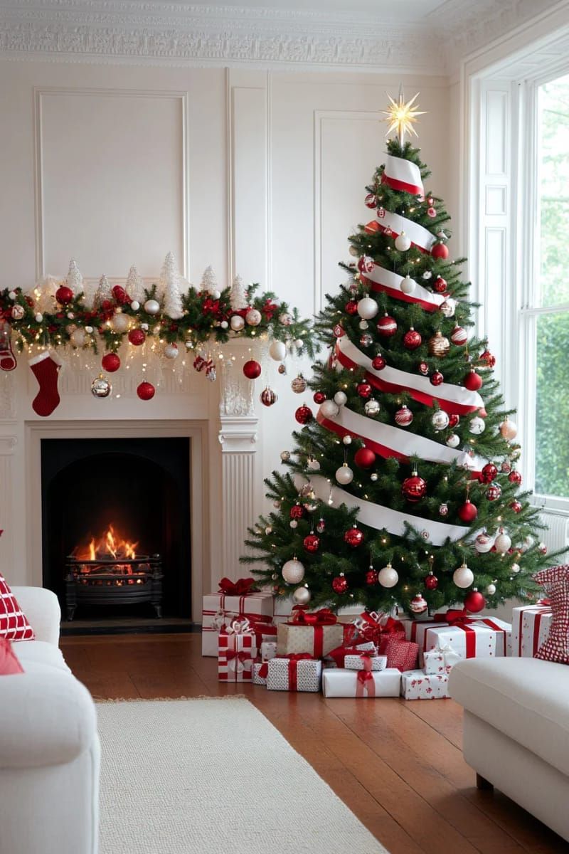 7. Spiral candy cane stripes for a playful tree - photo 2