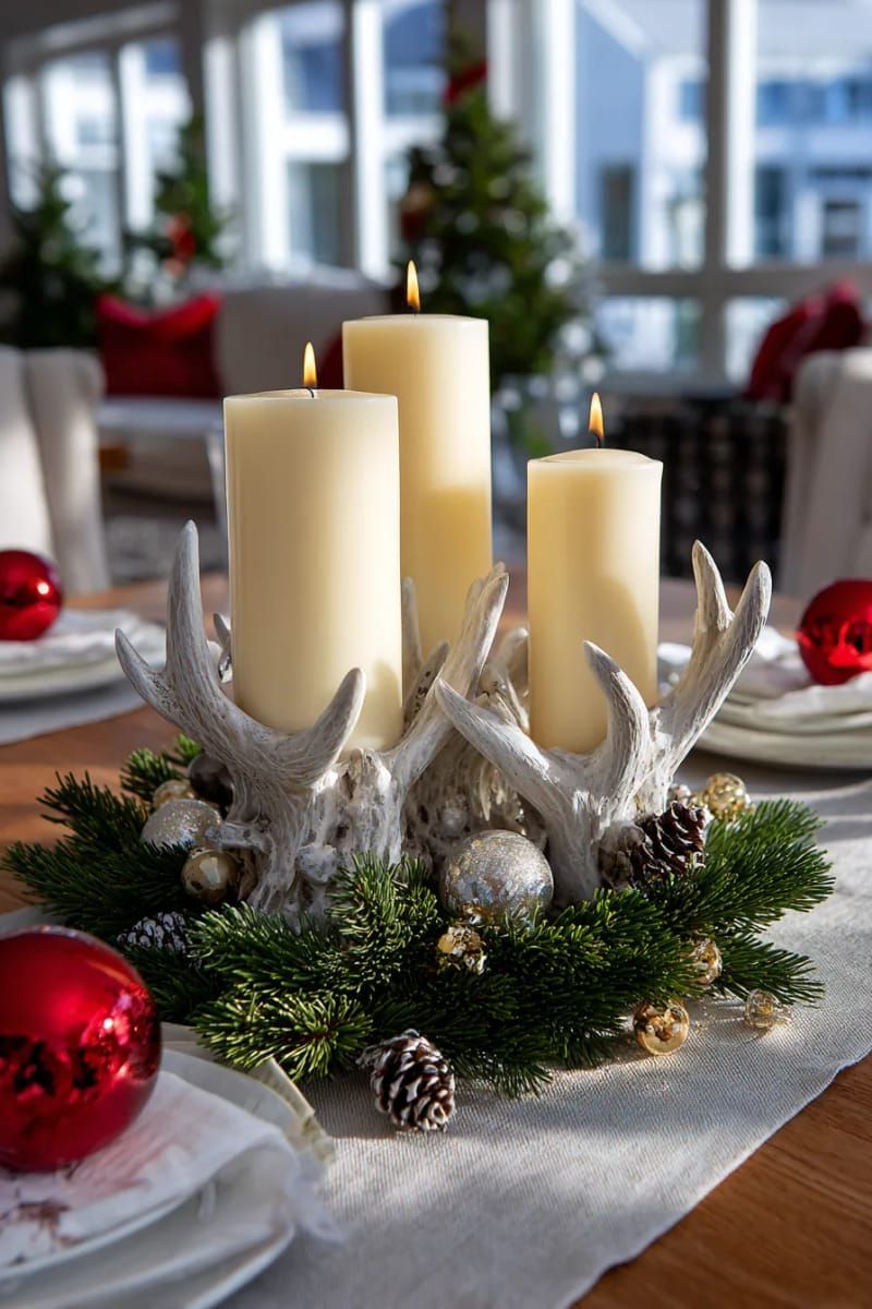 14. Antler-Style Candle Centerpiece with Pine Sprigs - photo 2
