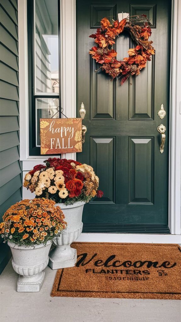 Welcome Mat Displays with Fall Signs and Decor