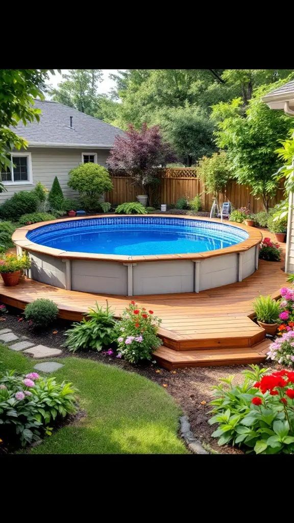 5. Above Ground Pool with Deck and Landscaping