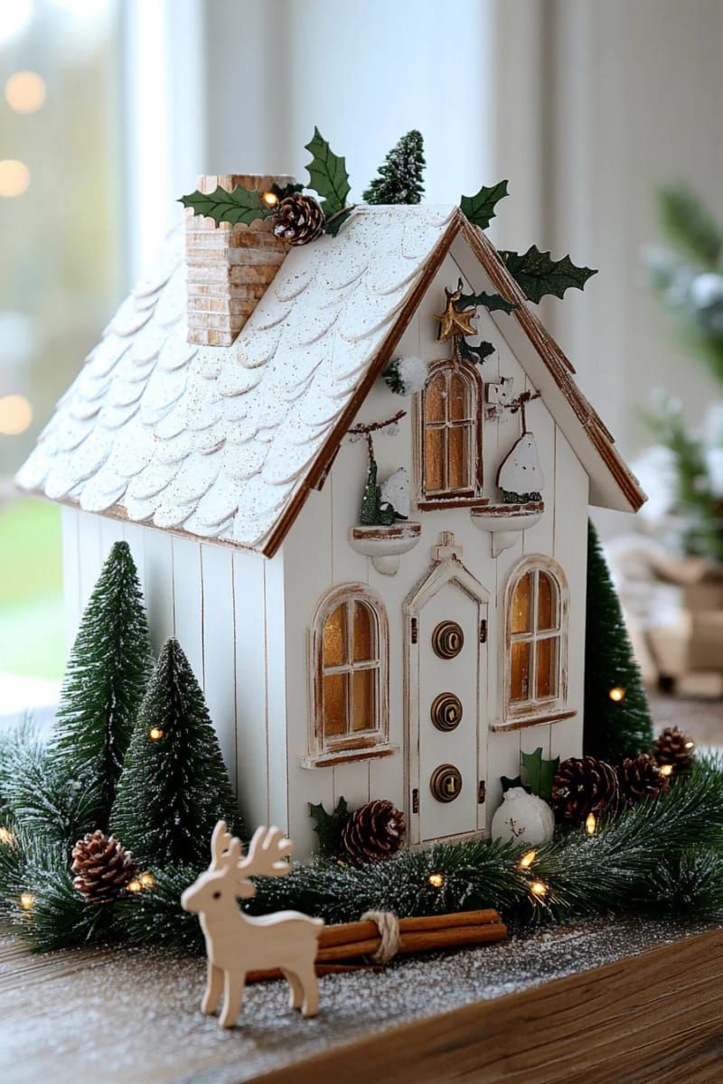 17. Hand-Painted Snowy Cottage Advent Calendar - photo 3
