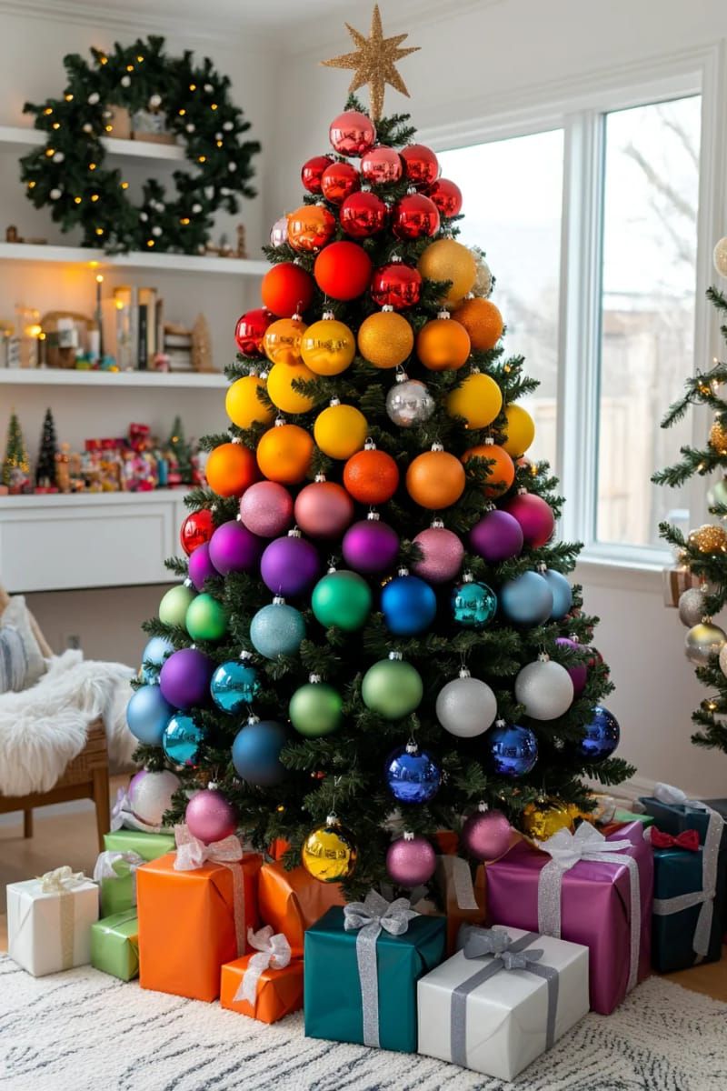 1. Ombre Rainbow Tree With Fading Ornaments and Matching Gifts - photo 3
