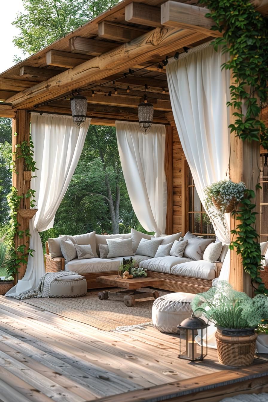 3. Rustic Draped Pergola for a Cozy Look - photo 2