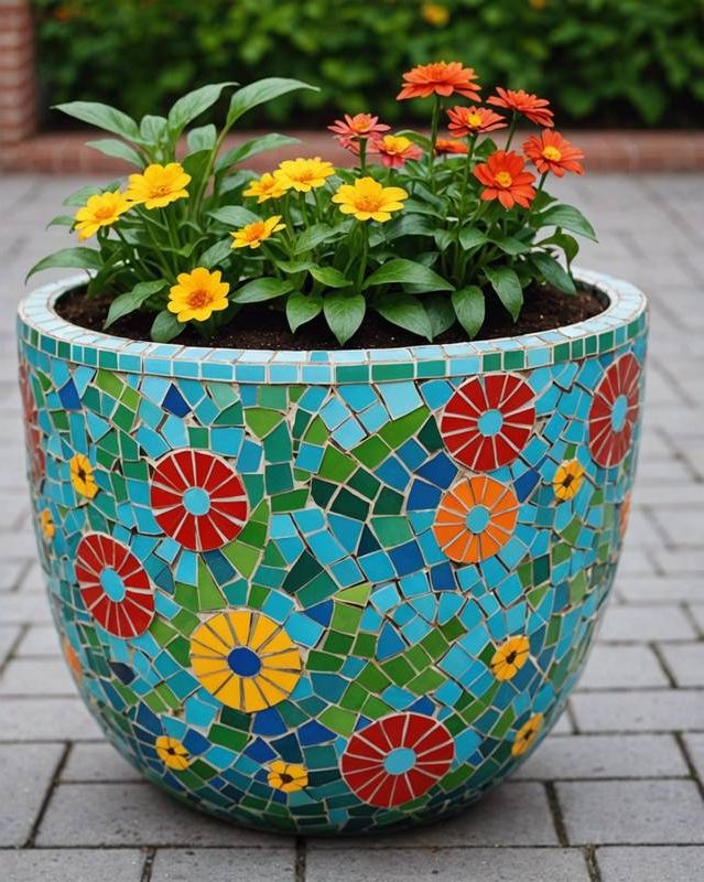Mosaic Tabletop Planter Designs