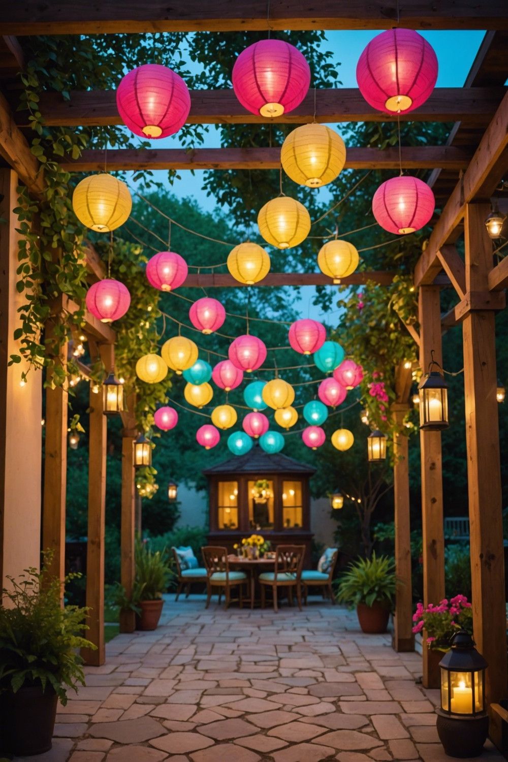 Fabric Lanterns in Bold Colors