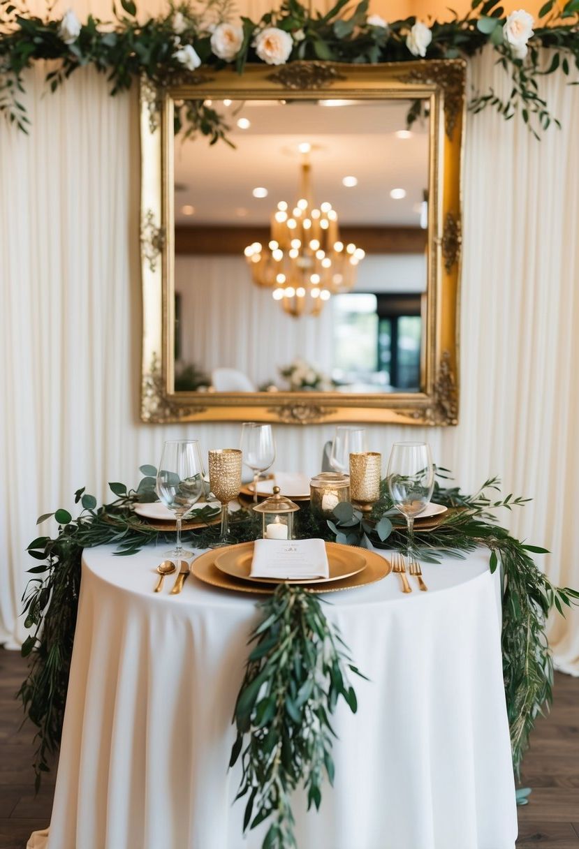 12) Gold-Framed Mirror Accents
