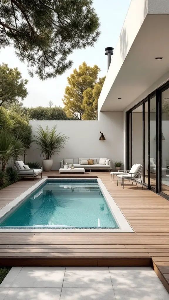 2. Modern Small Pool with a Wooden Deck
