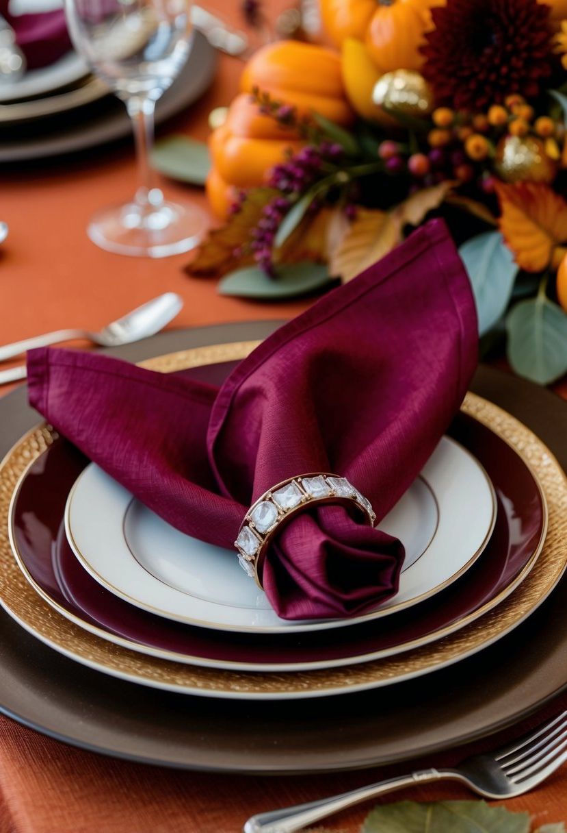 4) Add Sophisticated Burgundy Napkin Rings