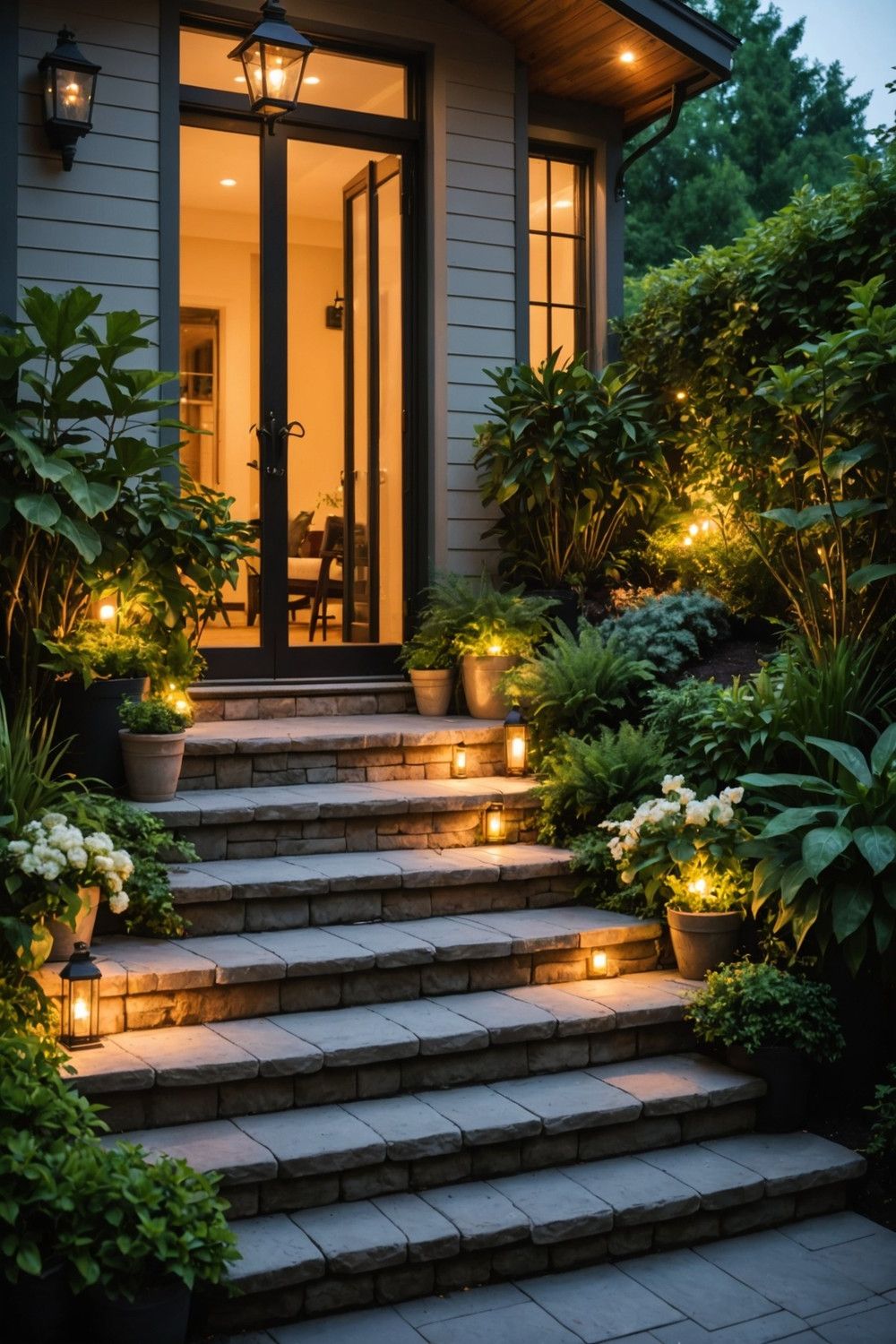 Illuminated Steps With Solar Lighting
