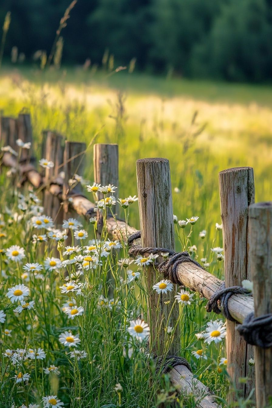 10. Build a Meadow Feel with a Rustic Log Fence