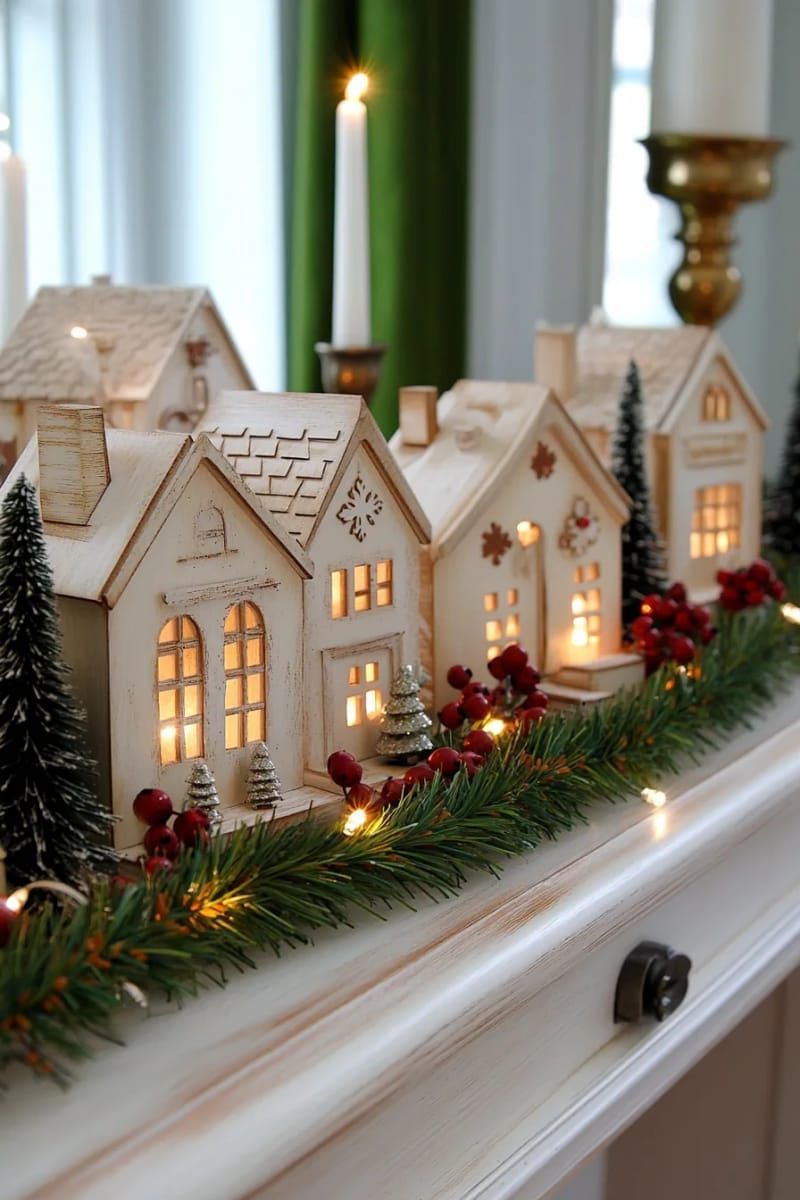 19. Vintage Christmas village displayed on a sideboard - photo 6