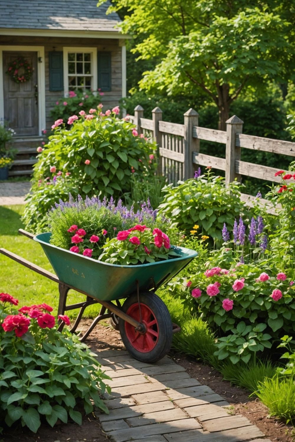 Old Wheelbarrows as Planters
