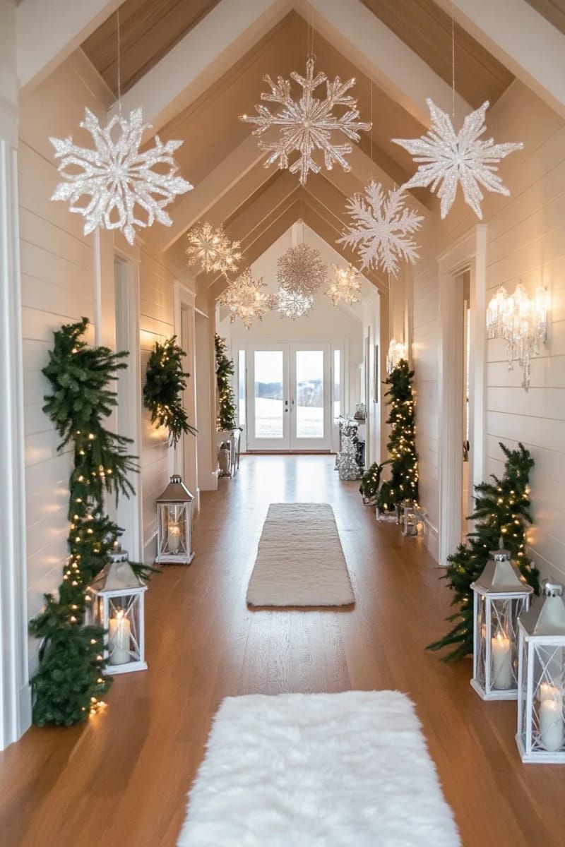 1. Snowflake Entrance Decor for a Winter Wonderland Welcome