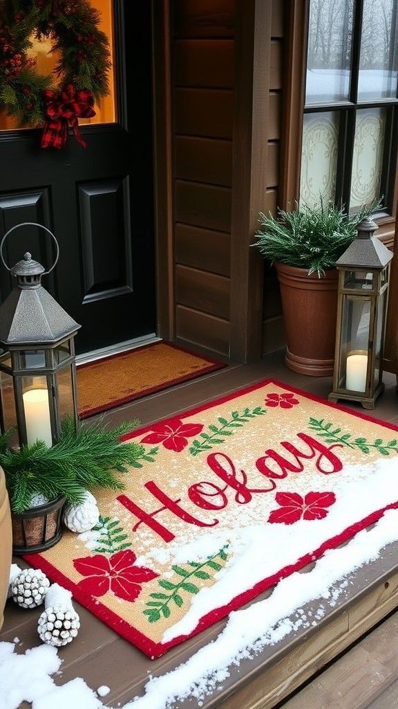 Cheerful Holiday Entryway Mat