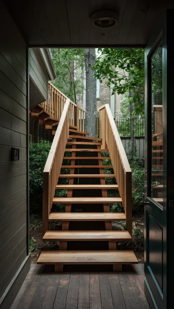 Wooden Steps Set at a Dramatic Angle