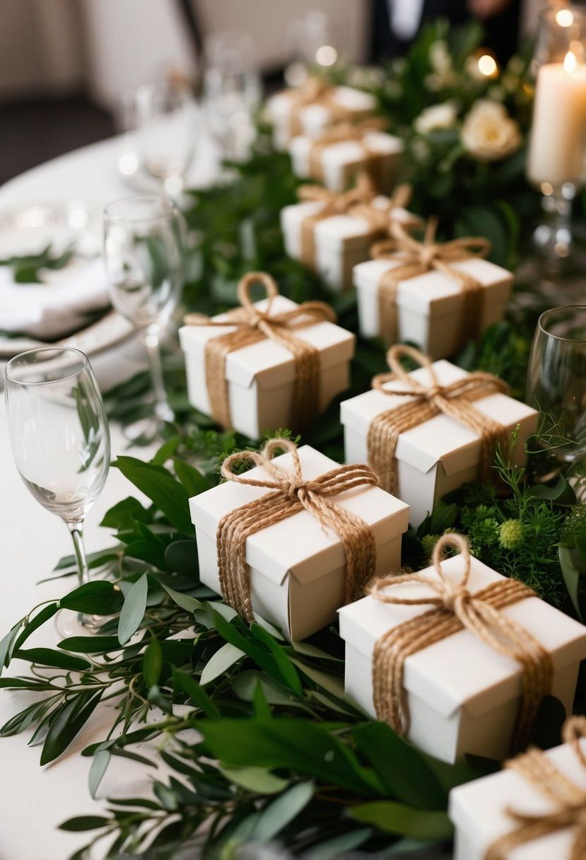 8) Favor Boxes Wrapped in Twine
