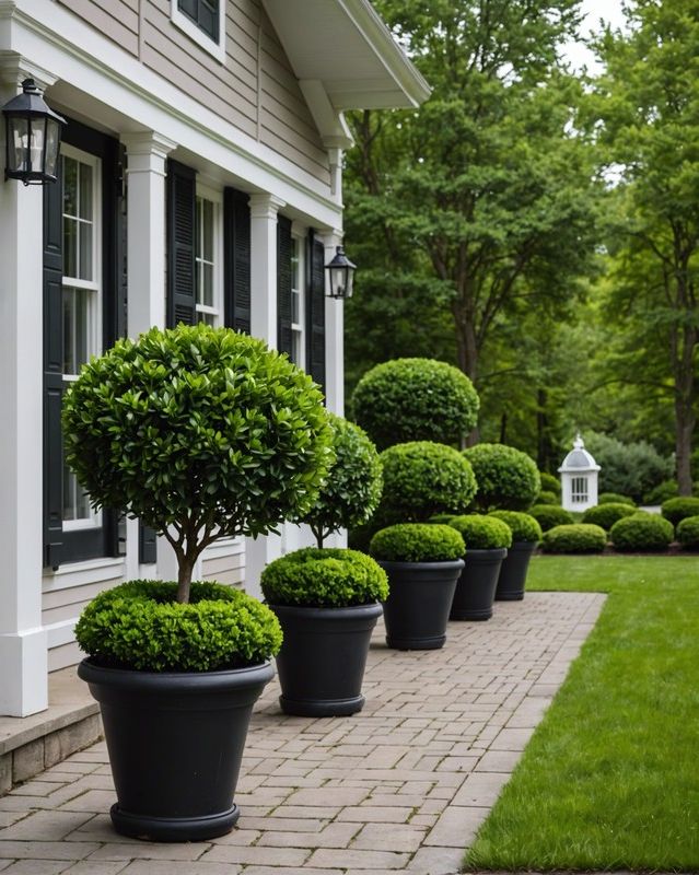 Potted Boxwood Plant Accents