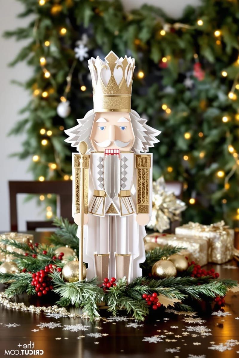 1. Layered paper nutcracker centerpiece with shiny foil accents - photo 2
