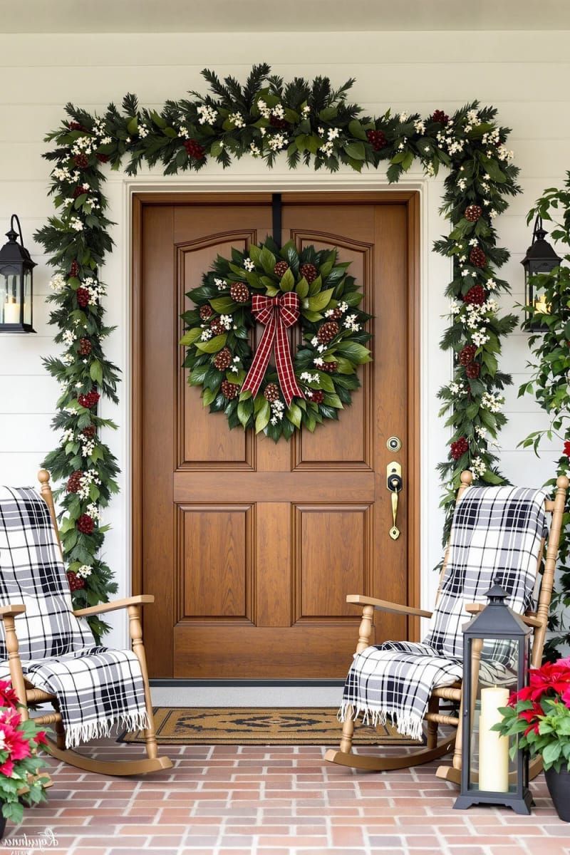 17. Pinecone and magnolia wreath with plaid details - photo 3