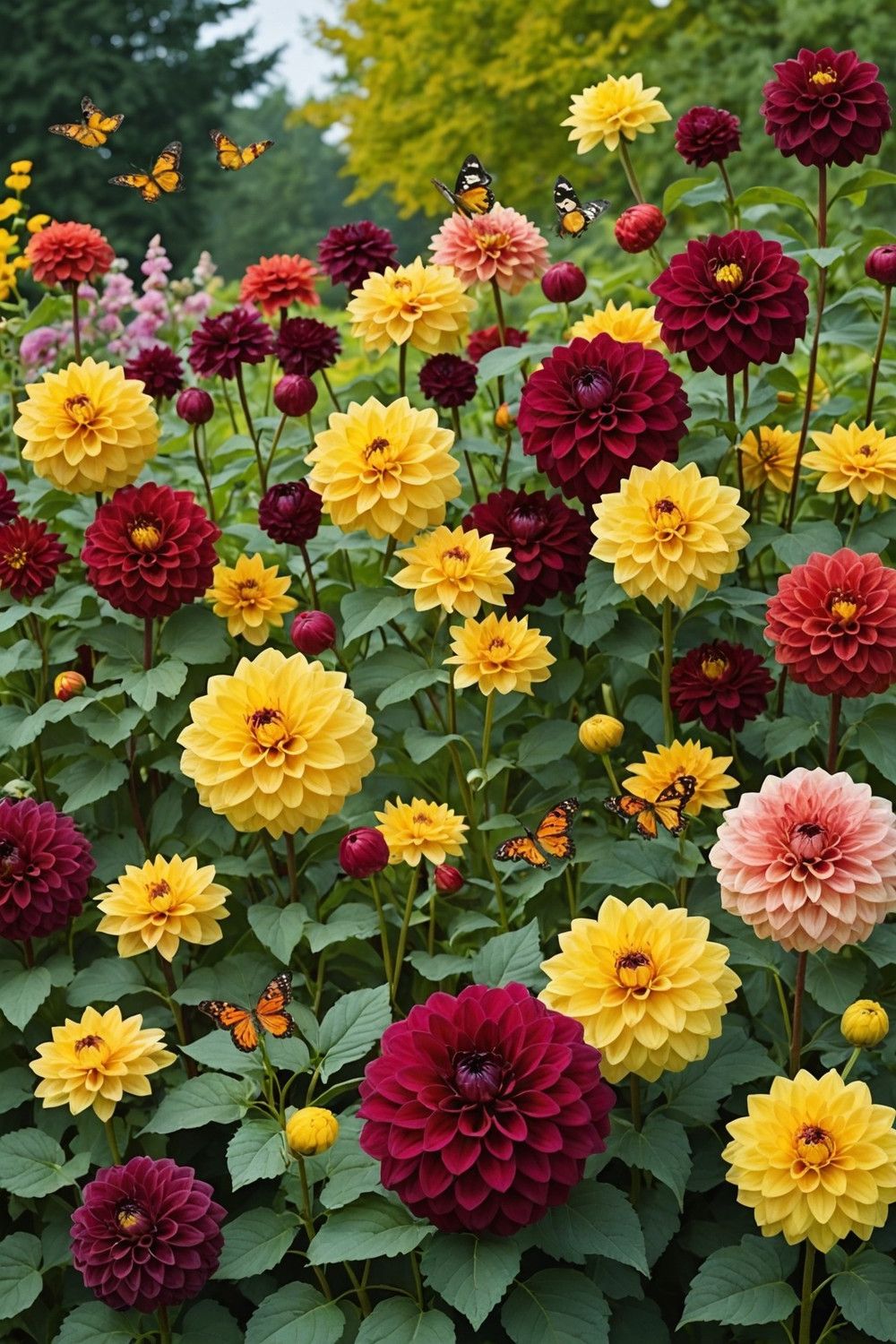 Dahlias in Autumn Gardens