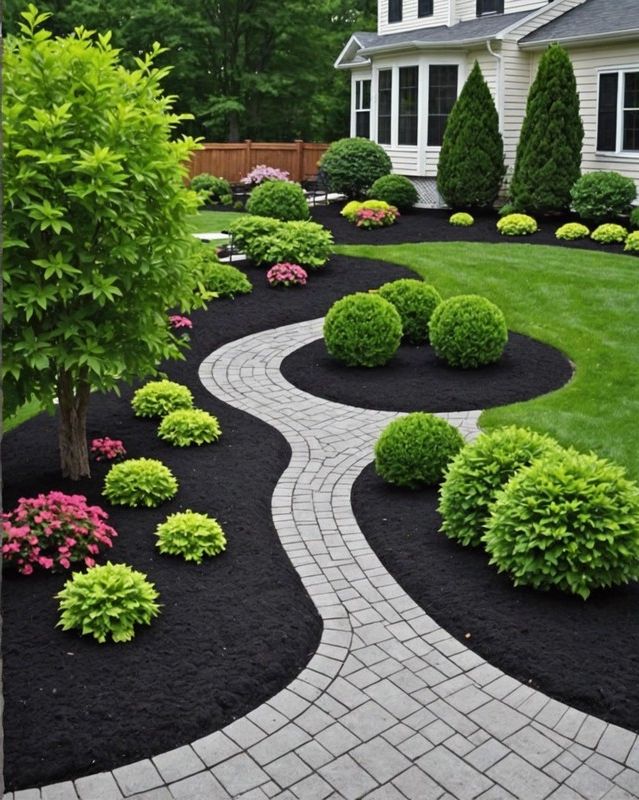 Small Yard Ideas with Black Mulch