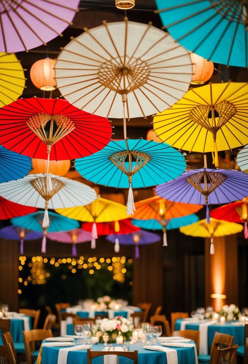 14) Decorative Paper Parasols Overhead